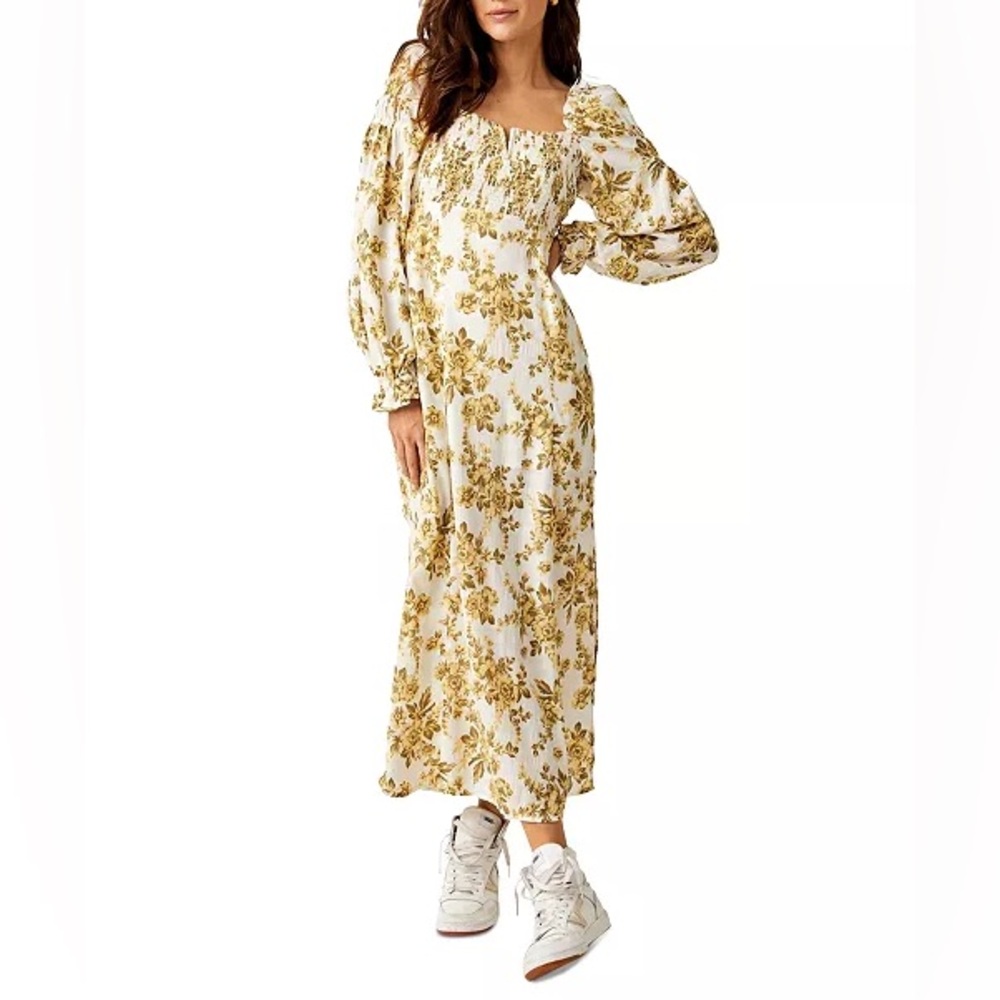 Free People Women's Jaymes Floral Print Long Sleeve Midi Dress - Picture 2 of 7